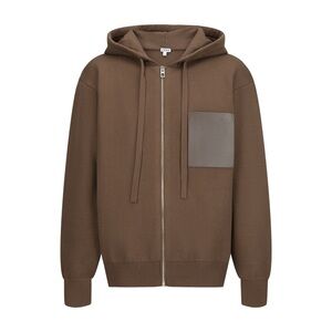 Loewe Brown Zip-Up Hooded Sweater